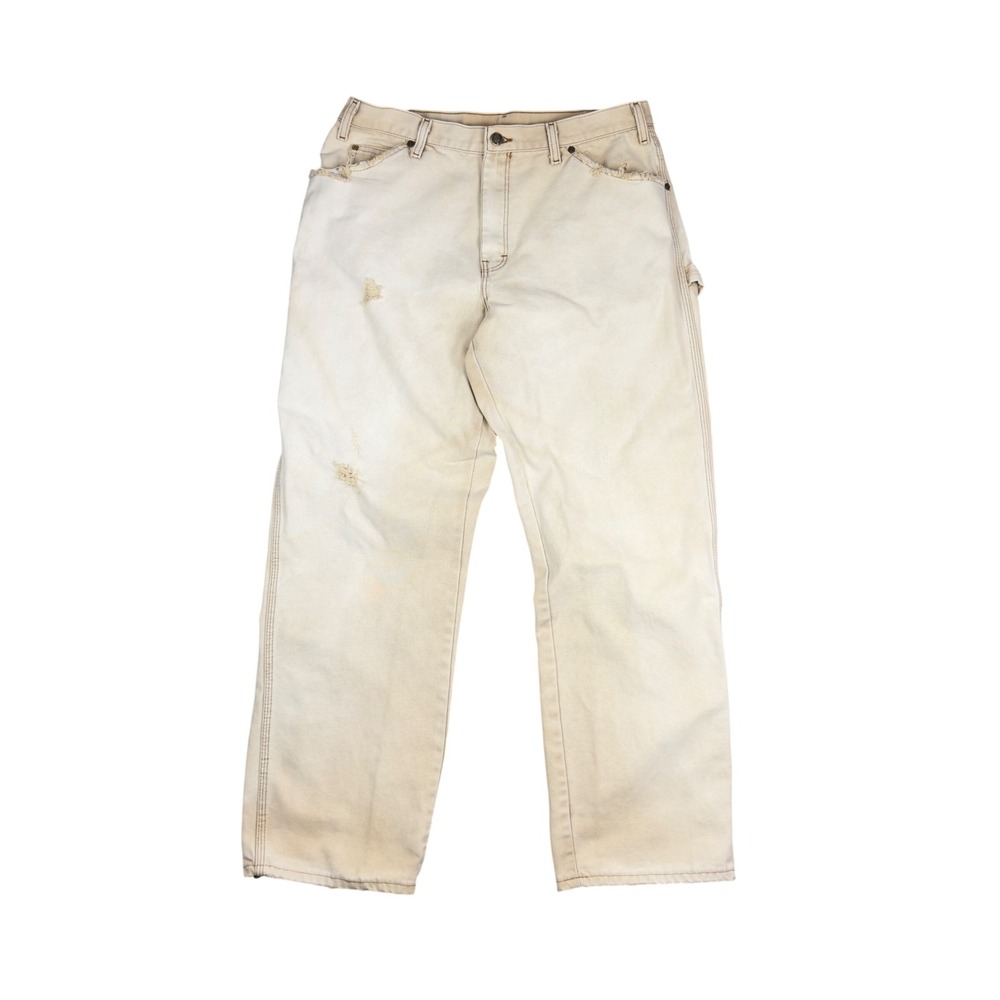 Vtg Dickies Carpenter Pants Mens 34x30.5 Distressed Duck Canvas Workwear 90s Y2K